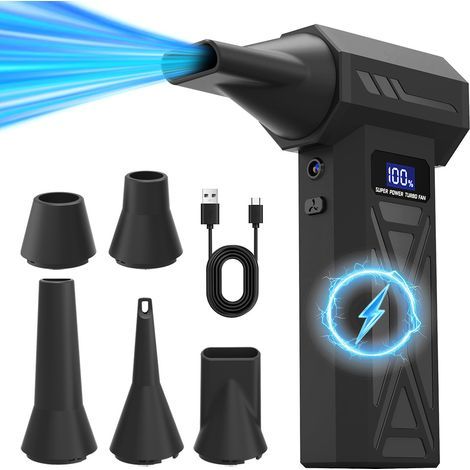 Souffleur Air Comprimé, Souffleur Batterie 150000 Tr/Min, Mini SouffleurSans Fil Puissant, 4 Vitesses, Lcd écran Modèle, Avec Kit De Brosses & Lampe De Poche Pour PC Clavier Voiture Maison