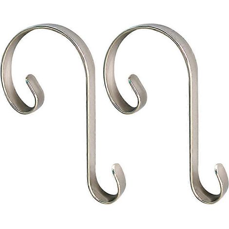 Lot de 2 supports de chaussettes de Noël en forme de S, crochets de suspension pour cheminée (argenté)-14X7.5X1.5CM-Silver (1/3)