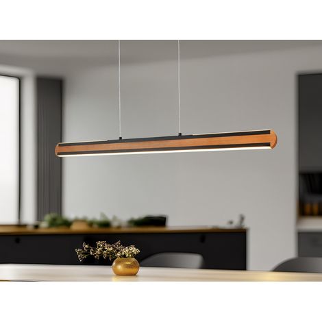 Büro Kronleuchter Double Emission Vintage Holz und schwarzes Metall Dimmer Deacon Trio Beleuchtung (1/5)
