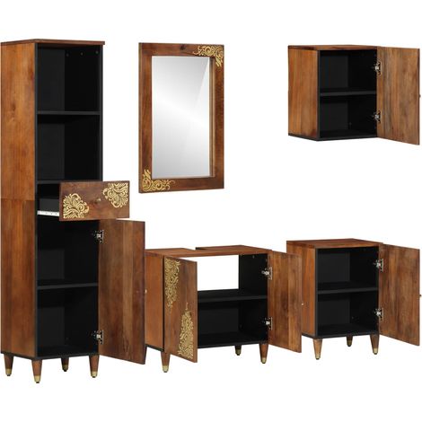Maison Exclusive - Badezimmerschrank-Set mit Tür 5 pcs Honigbraun (1/5)