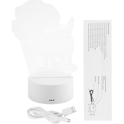 Lampe de bureau LED 3D USB 4.5V 3W à effleurement, veilleuse blanche sans télécommande (1/5)