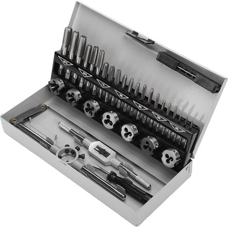 32-teiliges Gewindeschneidwerkzeug-Set aus legiertem Stahl, tragbar, hochfest, Handwerkzeug-Set (1/5)