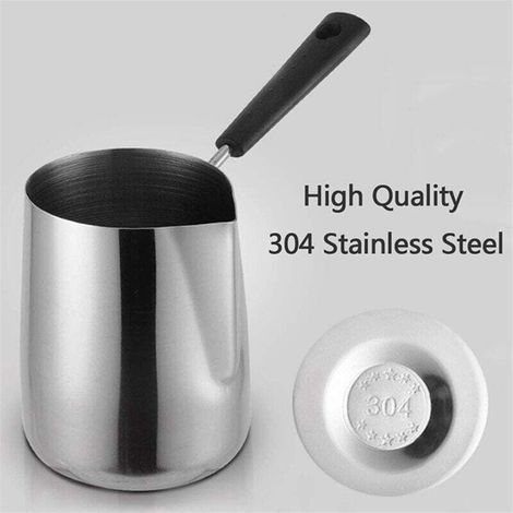 Mini caffettiera turca in acciaio inox con beccuccio versatore, 350 ml per burro e latte (1/4)