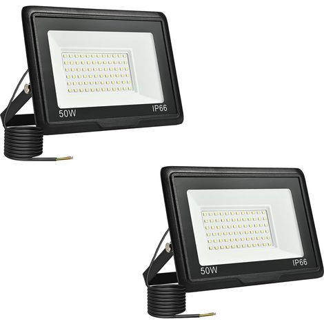 2 Pièces Projecteur Led Extérieur 50W, Spot Led Exterieur 5000LM 6000K Blanc Froid IP66 ImperméAble Projecteur Exterieur Pour Jardin Garage Patio Grange Cour