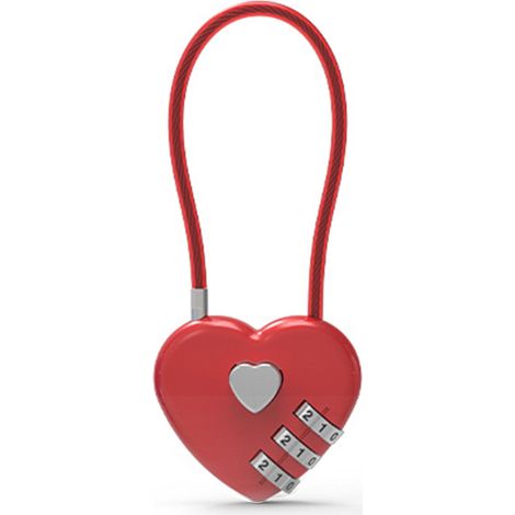 Cadenas à combinaison numérique pour bagages et équipements de gym, rouge, design en forme de cœur, longueur de corde de 11 cm. (1/5)