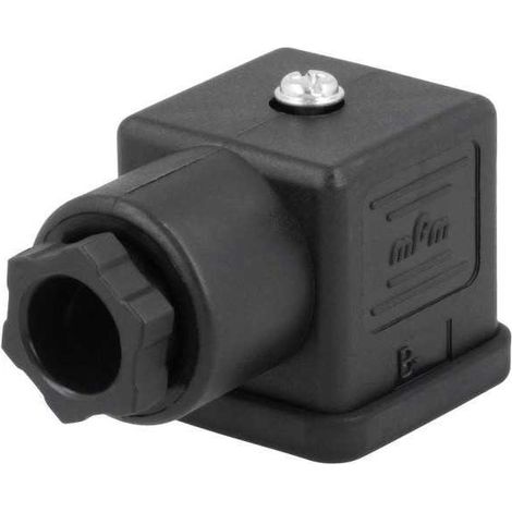 Connettore mPm® per Elettrovalvola Nera 2 poli + Terra Quadrata 18mm