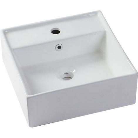 Lavabo quadrato bianco in ceramica - 41 cm - VERINI (1/5)