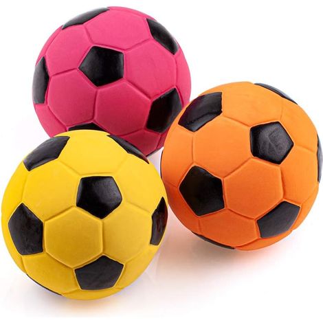Jouet Chien - Balle En Latex Naturel - Football Et Jouet Squeaky Pour Chiens Moyens - 3 Pièces (1/5)