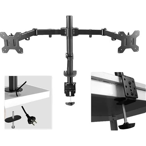 Monitorständer, voll beweglich, Dual-Monitorarm, mit 2 Basis (1/2)