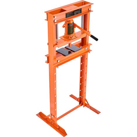 Presse hydraulique 12 tonnes à châssis en H, plaques de matricage, hauteur de table réglable pour cintrer ou redresser le métal, atelier, garage ou maison, orange (1/5)