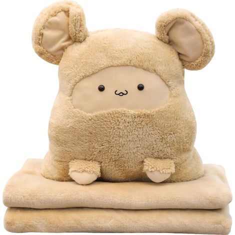 Coussin Doudou Couverture Climatiseur Souris Mignonne Multifonction 100x80cm Beige 7318 (1/5)