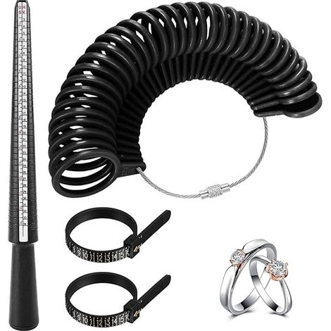 Baguier Mesure Taille Doigts, Outil de Mesure de Bague 4 Échelles (EU, UK, US, FR) - Jauge Anneaux pour Mesurer Les Tailles de Bagues, Calibreur de Doigt Précis (1/5)