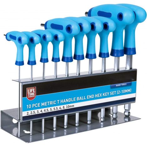 Blue Spot Tools 12186 - Set di chiavi esagonali con impugnatura a T metrica, 10 pezzi (2-10 mm) (1/4)