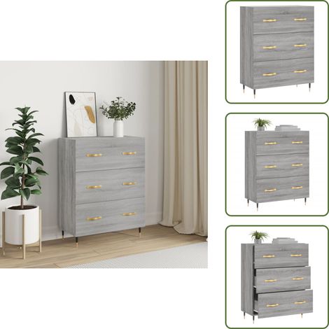 Sideboard Grau Sonoma 69,5x34x90 cm Holzwerkstoff - Sideboard - Wohnzimmermöbel - Holzmöbel - Grau - Schublade (1/5)