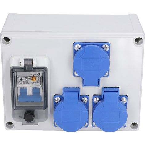 Prise murale double allemande 200-250V avec interrupteur différentiel 230V 40A 1P+N, boîtier encastrable réceptacle, norme DIN, pack de 2. (1/5)