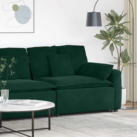 Modulares Sofa Endmodul mit Armlehne Kissen Dunkelgrün 100 cm (1/5)