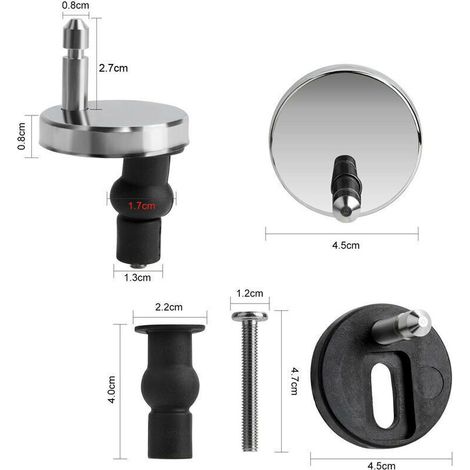 Lot de 2 fixation abattant wc universels pour abattant de WC-Compatible avec la plupart des sièges de WC standards avec système d'abaissement automatique-Facile à installer (1/3)