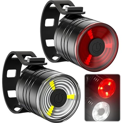 Luces delanteras y traseras para bicicleta, con tres modos de iluminación, luces LED, batería pequeña para bicicleta, resistentes al agua, aptas para bicicletas de montaña. (1/5)