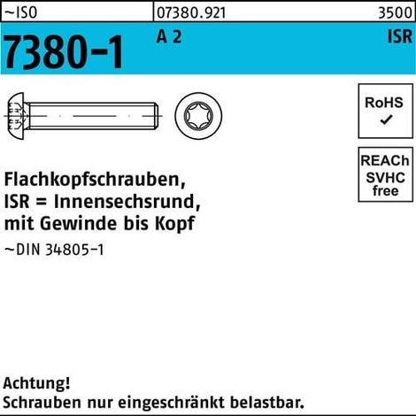 Vis à tête plate ISO 7380-1 ISR VG M8x 55-T40 A 2 200 pièces