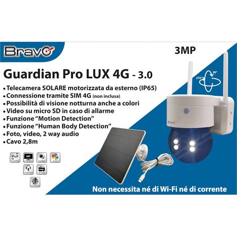 Telecamera con Pannello Solare e Scheda Sim - Bravo Guardian Pro Lux 4G (1/4)