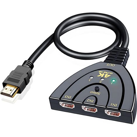 Commutateur HDMI 3 Ports - 4K 30Hz - Hub Vidéo Full HD 3D - Compatible PS5 Xbox Roku (1/5)
