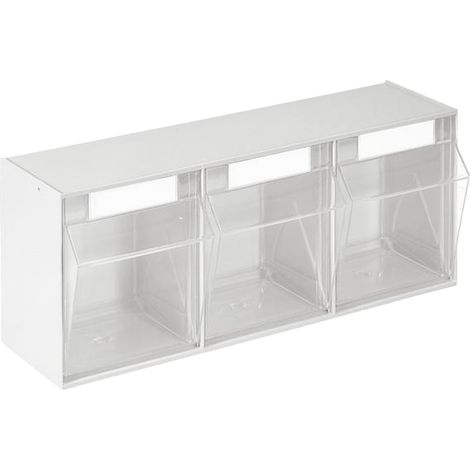 Magasin transparent H242xL600xP203mm 3 x E Ku. blanc