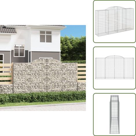 Panier de gabions arqué 300x50x160/180 cm Fer galvanisé - Paniers De Gabions - Mur De Gabions - Clôture De Jardin - Décoration Extérieure - Barrières De Jardin (1/5)