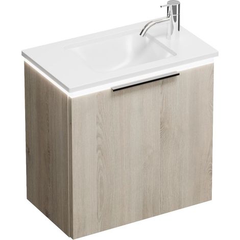 Burg Eqio Mineralguss-WT+WT-Unterschrank Eiche Dekor Flanelle/Alpinweiß GR0200
