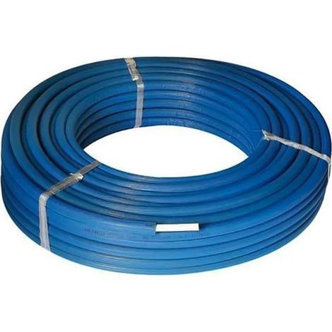 Tubo multistrato blu ø26x3 mm in rotolo da 50 mt STANDARD (PE-Xc/Al/PE-Xc) con isolamento di spessore 6 mm con guaina blu o rossa goffrata. Tubo con alluminio maggiorato (prezzo al metro - minimo acqu (1/2)