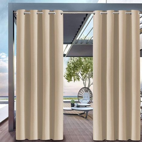 Pièce Rideau Extérieur,Oeillet Acier Inoxydable,Imperméable Isolant Thermique,Pour Pergola Terrasse (1/5)