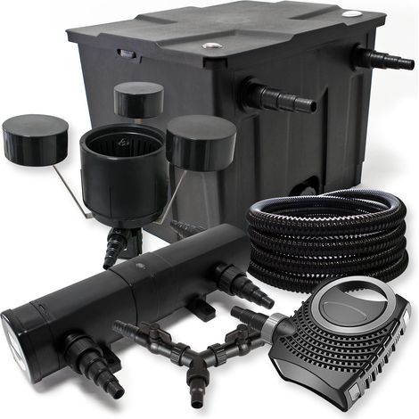 Set Filtro 12000l Chiarificatore laghetto 24W Pompa NEO8000 70W Tubo 25m Skimmer CSP250