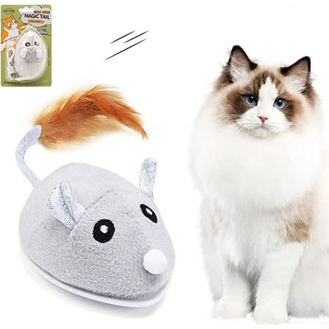 Jouet interactif pour chat intérieur : souris automatique rechargeable USB, jouet pour chaton en mouvement, jeu pour chat, appartement, souris électrique pour chat. (1/5)