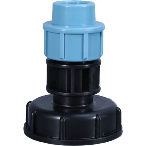 Adattatore rapido in PE per serbatoio IBC con connessione maschio da 1/2" – uscita DN20 – struttura rinforzata a coste – confezione da 2 – nero/blu (1/5)