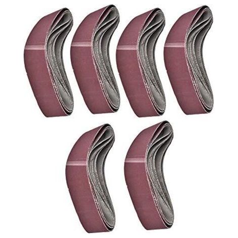 Lot de 6 bandes abrasives 915x100mm – Assortiment grains 60/80/100/120/150/180 – Pour ponçage bois dur et métal – Haute résistance à l'abrasion - GXK51-B