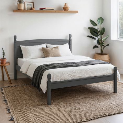 Corona Charcoal 4'6" Low End Double Bed Frame (1/4)