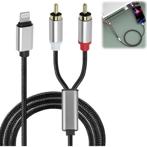 RCA cable for phone, Light to RCA cable, Stereo Auxiliary RCA Audio Adapter for Phone 13/Pro/Pro Max/Mini/12/11/XS/X/8/7/pad with Light port to devices with RCA port (Lengths - 1M) (1/5)