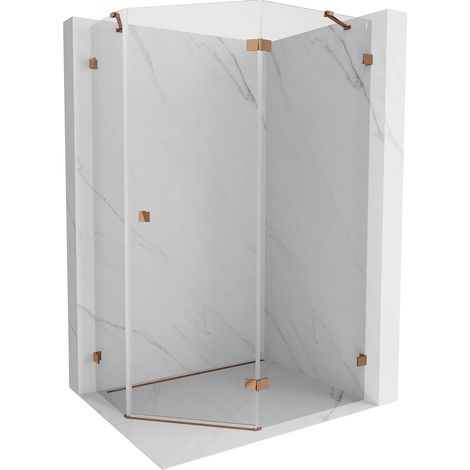 Mexen Lunar fünfeckige Duschkabine, rechts schwenkbar 100 x 80 cm, transparent, Roségold - 831-100P-080L-60-00-P (1/5)