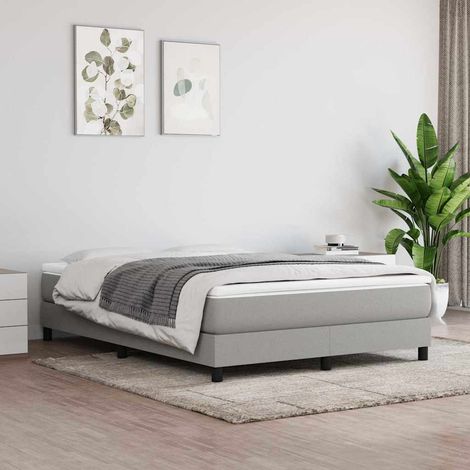 Estructura de cama con somier tela gris claro 140x190 cm (1/5)