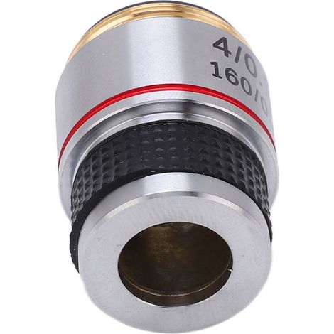Objectif microscope biologique achromatique 185, filetage standard 20mm, lentille 4/0.10, verre optique, boîtier rangement, pour labo (1/5)