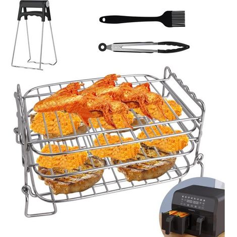 Accessoires Air Fryer - - RYT-HM039-SR - Acier Inoxydable - 3 Étages - Compatible Ninja Dual Zone