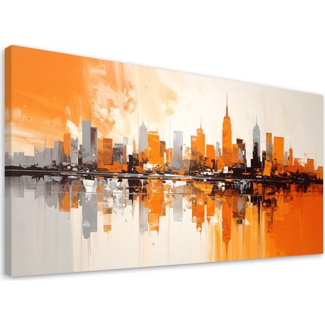 Image sur Toile, Bâtiments urbains orange Peinture imitation,80x40 (1/4)