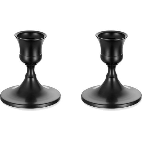 lot de 2 Porte bougies noirs Porte bougies décoratifs pour bougies coniques, idéaux pour la table basse, la cheminée ou la décoration intérieure