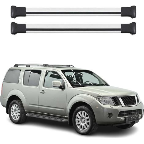 OMAC Aluminium Dachträger Querträger für Nissan Pathfinder III 2004-2012 – Max. 75 kg – 2 Stangen Silber