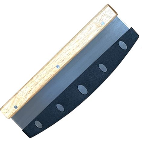 Coupe-pizza demi-lune, machette à manche en bois, long hachoir à pain semi-circulaire en acier inoxydable, toast (1/5)