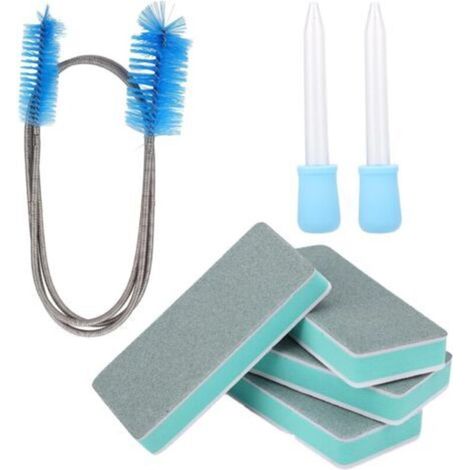 Kit D'outils de Nettoyage pour Aquarium, Comprenant 4 Éponges Récurer 2 Brosses de Nettoyage à Ventouses et Une Brosse Pompe à Eau pour et L'entretien L'aquarium (1/5)