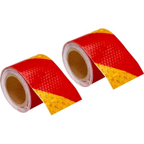Ruban réfléchissant, 2 rouleaux de 3 m x 5 cm, adhésif haute visibilité, jaune et rouge. (1/5)
