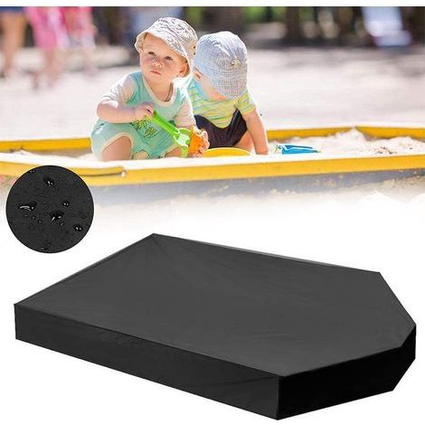 Bâche de protection imperméable avec cordon de serrage pour bac à sable et piscine, idéale pour protéger le sable et les jouets de jardin contre la poussière et la pollution. (1/4)