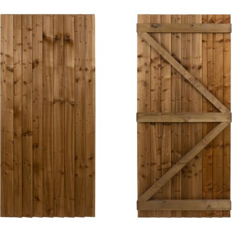 Featheredge wooden garden and side gates (v1) (H-1800, W-825, brown finish) (1/3)