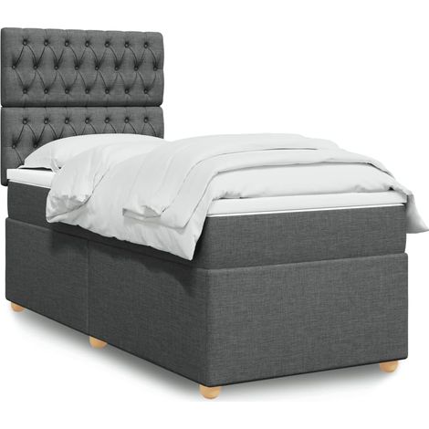 Boxspringbett mit Matratze Dunkelgrau 90x190 cm Stoff