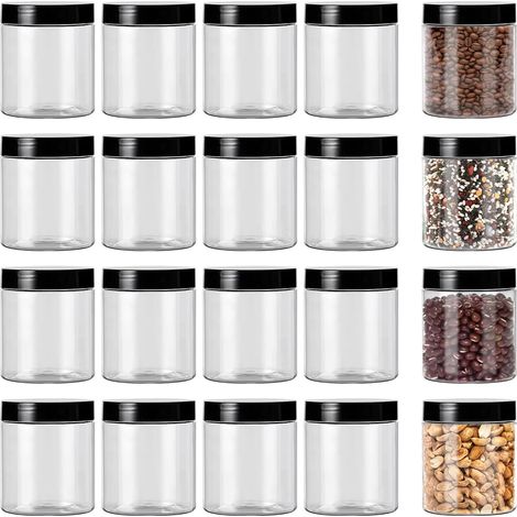 Lot de 20 bocaux de conservation en plastique, ensemble de bocaux de conservation, 120 ml, contenants en plastique, bocaux de conservation avec couvercle, bocaux de conservation transparents (1/5)